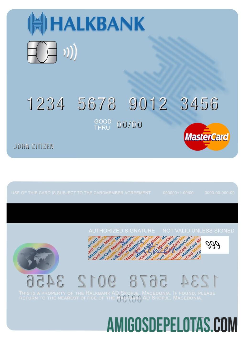 Macedonia Halkbank AD Skopje Mastercard template